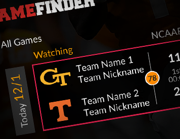 Screenshot of the gamefinder application